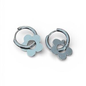 Silver Flower Hoop Earrings